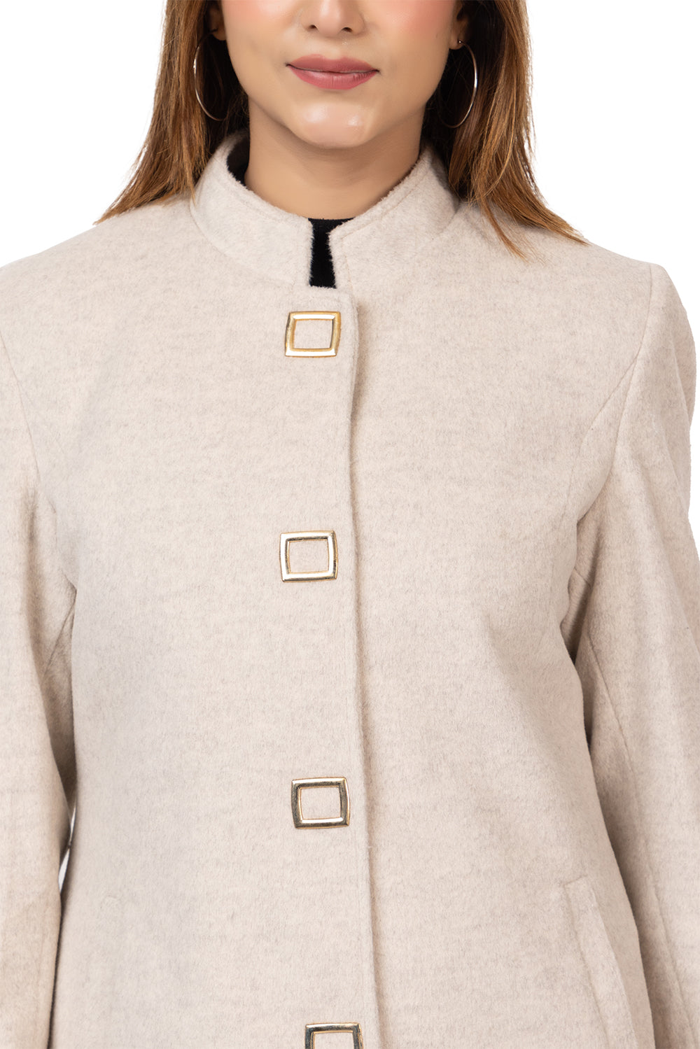 4126 Beige Wool Blend Long Blazer Winter wear TWENTY ME