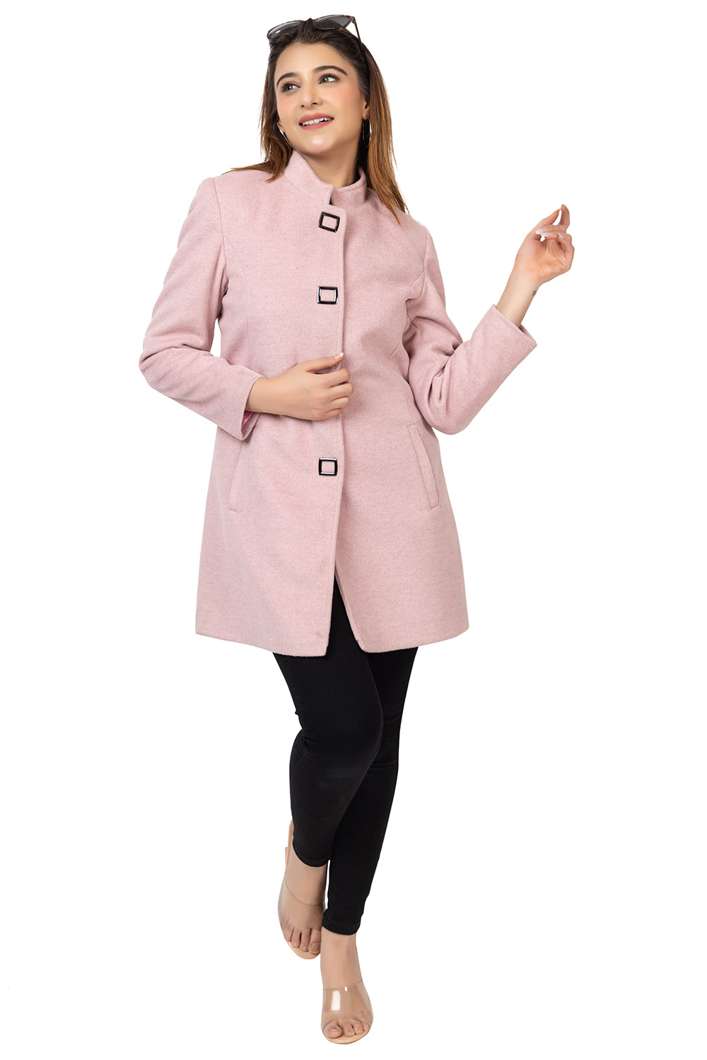 4126 Pink Wool Blend Long Blazer Winter wear TWENTY ME