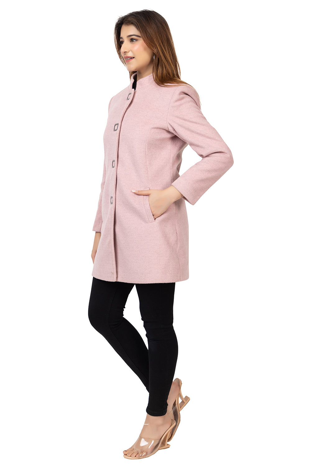 4126 Pink Wool Blend Long Blazer Winter wear TWENTY ME