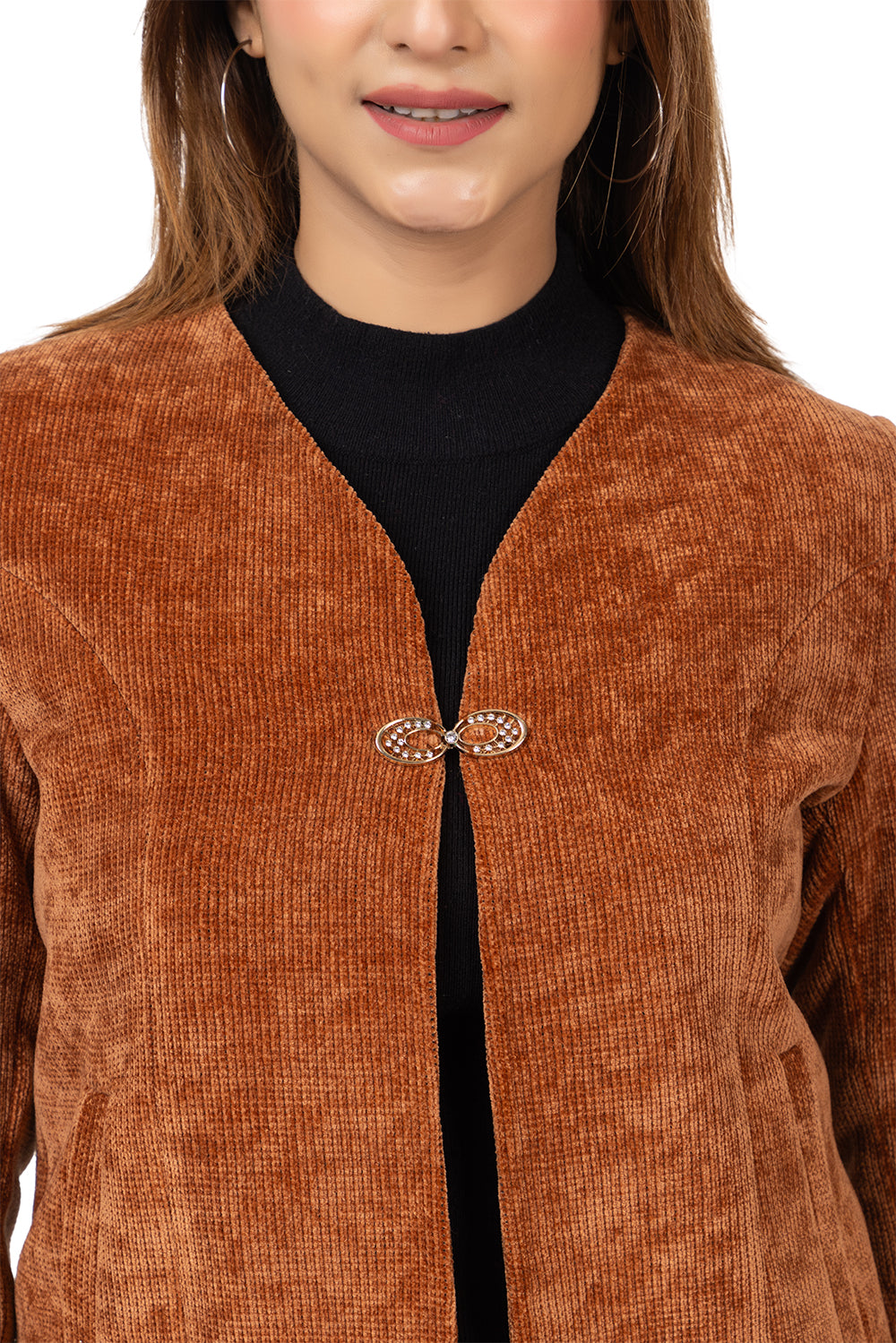 4179 Brown Waistcoat Winter Wear Casual Tweed Full Sleeve TWENTY ME