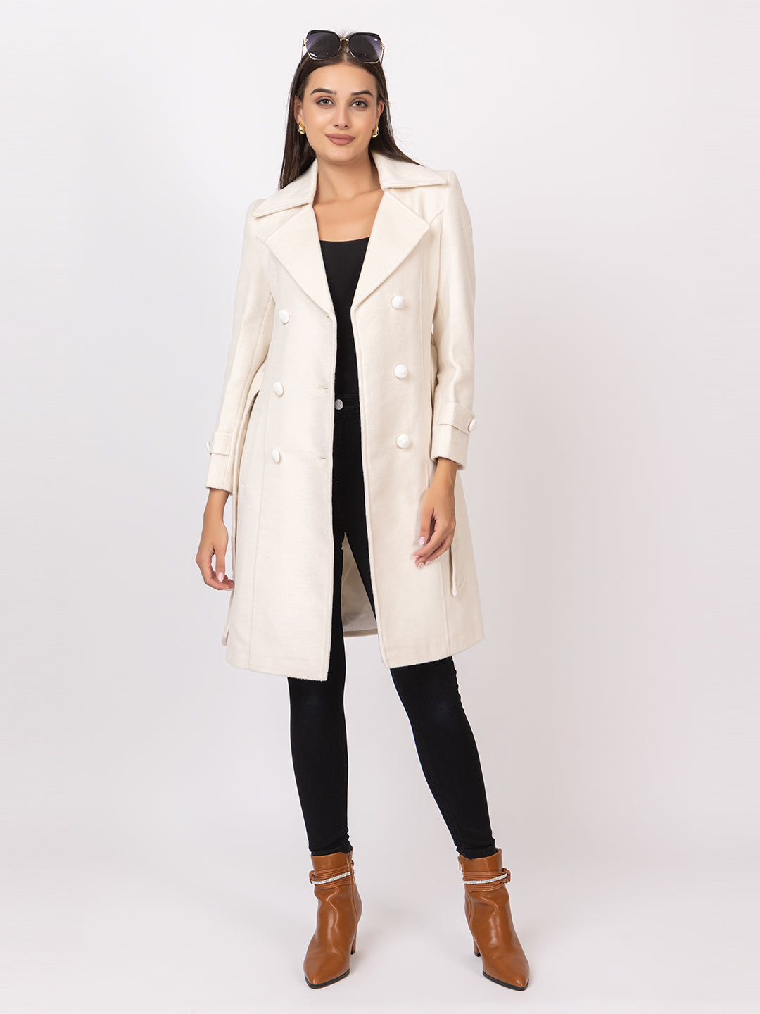 4336 White Long Coat Winter Wear TWENTY ME