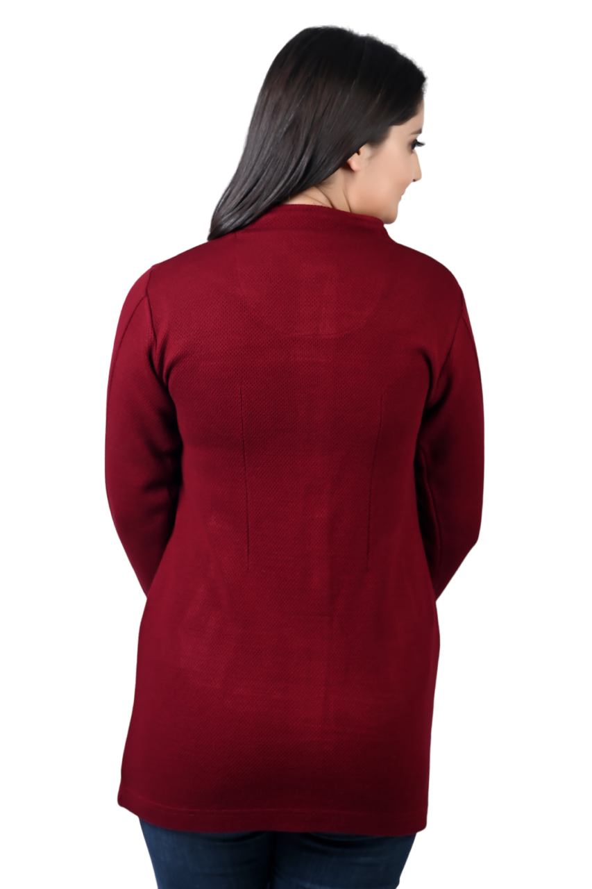 4432 Maroon Long Cardigan winter wear TWENTY ME