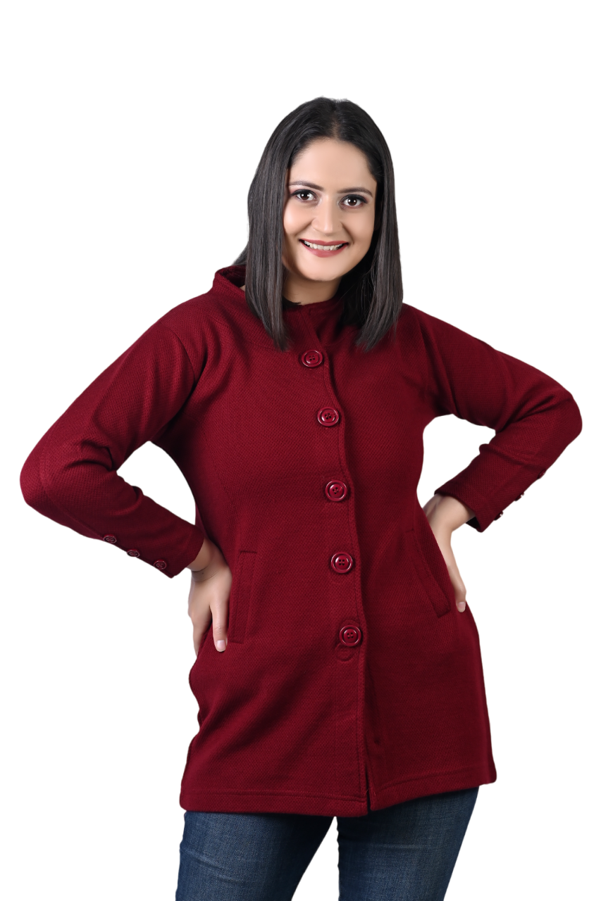 4432 Maroon Long Cardigan winter wear TWENTY ME