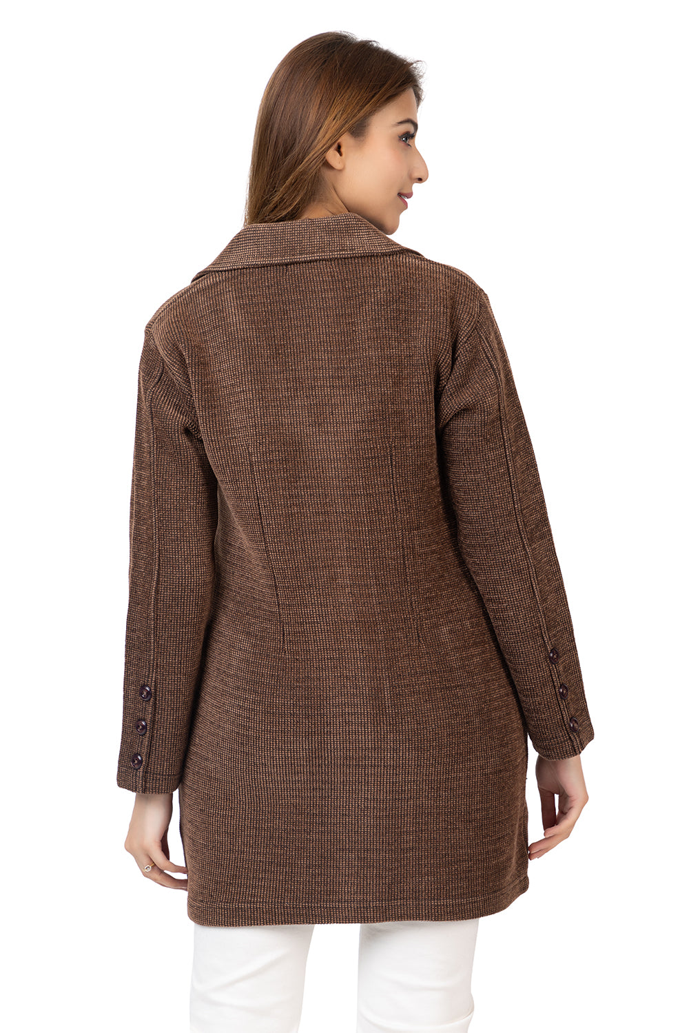 4576 Brown Full Sleeve with Pockets Women's Long Cardigans Winter Wear twenty me