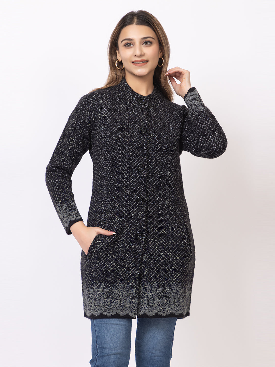 TWENTY ME Women's Open Front Longline Knit Cardigan Sweater Soft and Warm Cardigan with Side Pockets Casual & Lightweight Cover-Up (4694)
