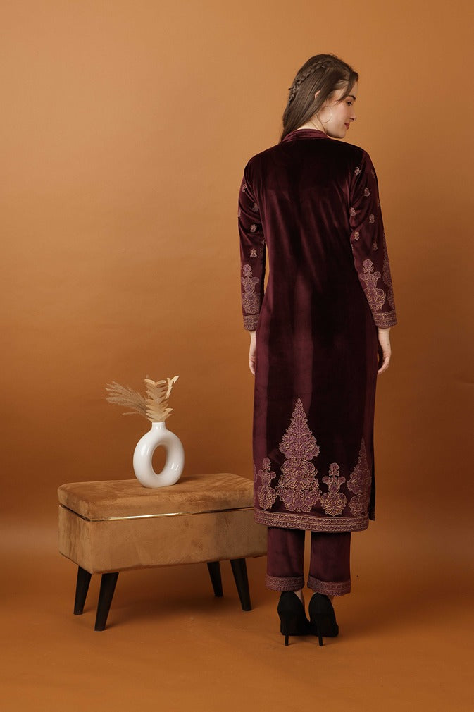 5024 Wine Twenty Me Winter Party Wear Women's Kurti