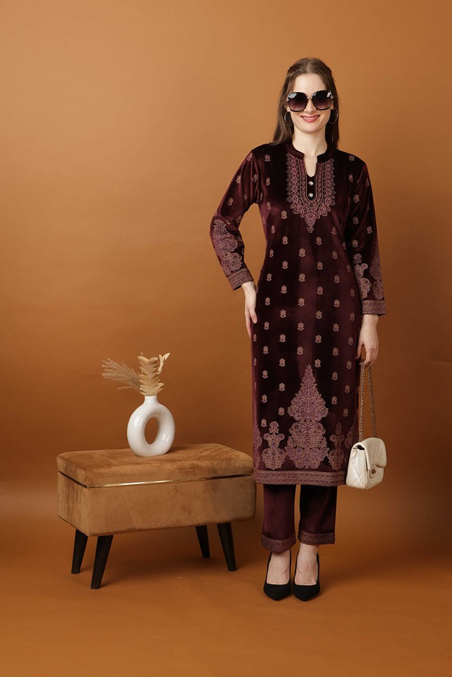 5024 Wine Twenty Me Winter Party Wear Women's Kurti