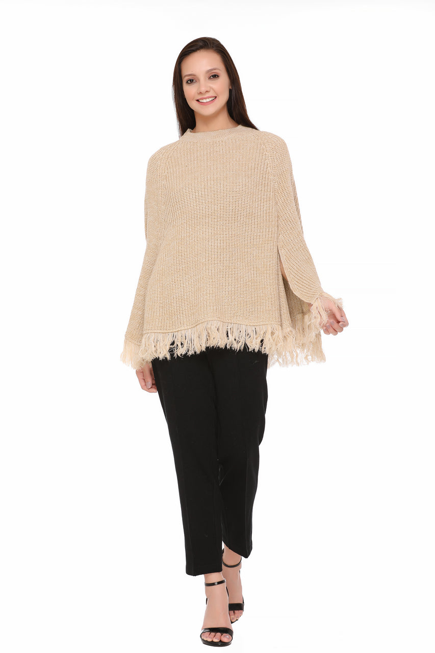 6279 Beige Ponchu Winter Wear TWENTY ME