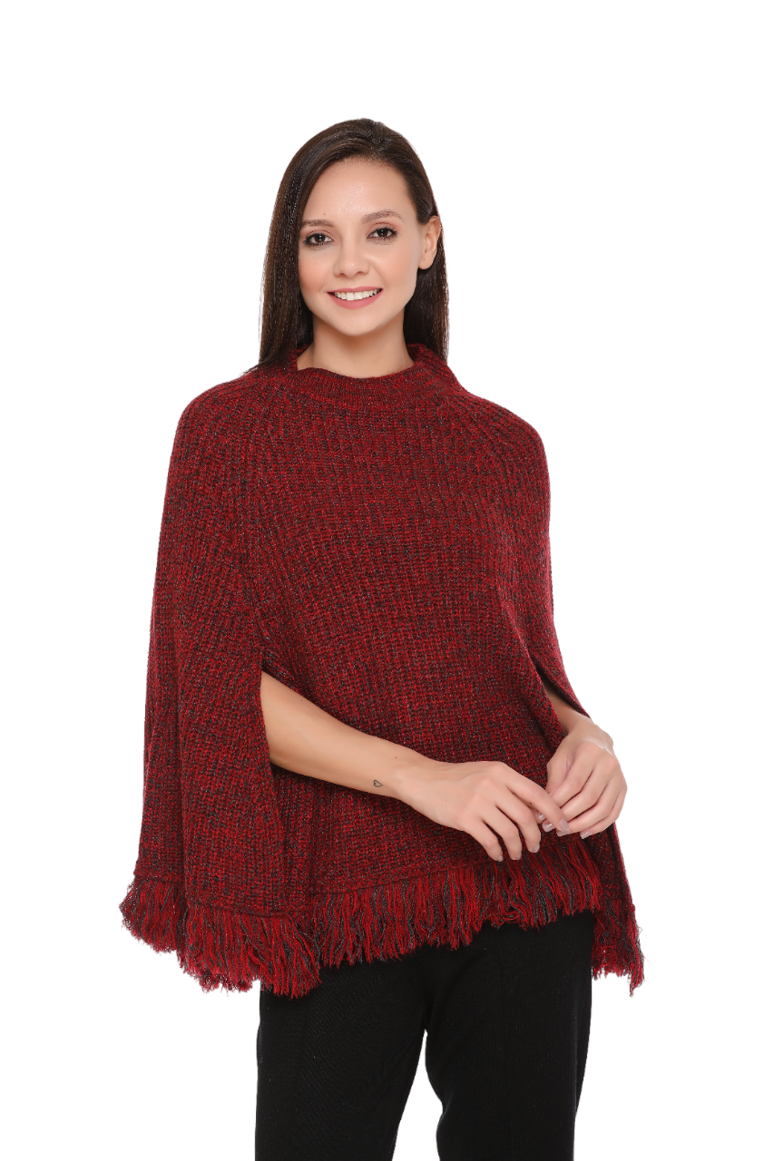 6279 Maroon Ponchu Winter Wear TWENTY ME