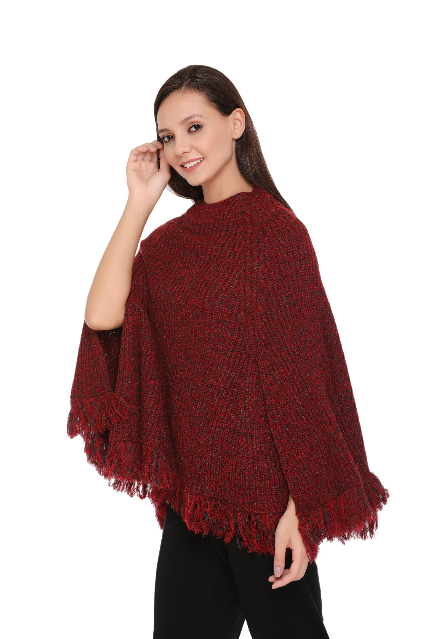 6279 Maroon Ponchu Winter Wear TWENTY ME