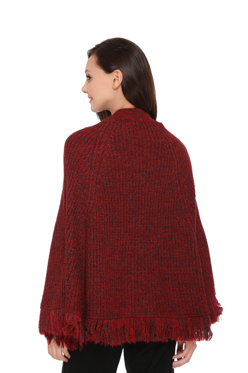 6279 Maroon Ponchu Winter Wear TWENTY ME