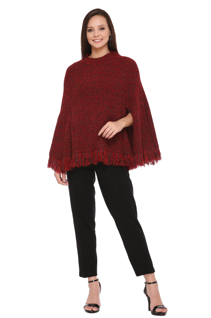6279 Maroon Ponchu Winter Wear TWENTY ME