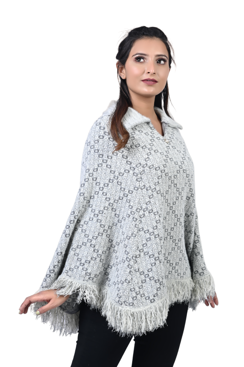 6470 Grey Ponchu Stylish Winter Wear TWENTY ME