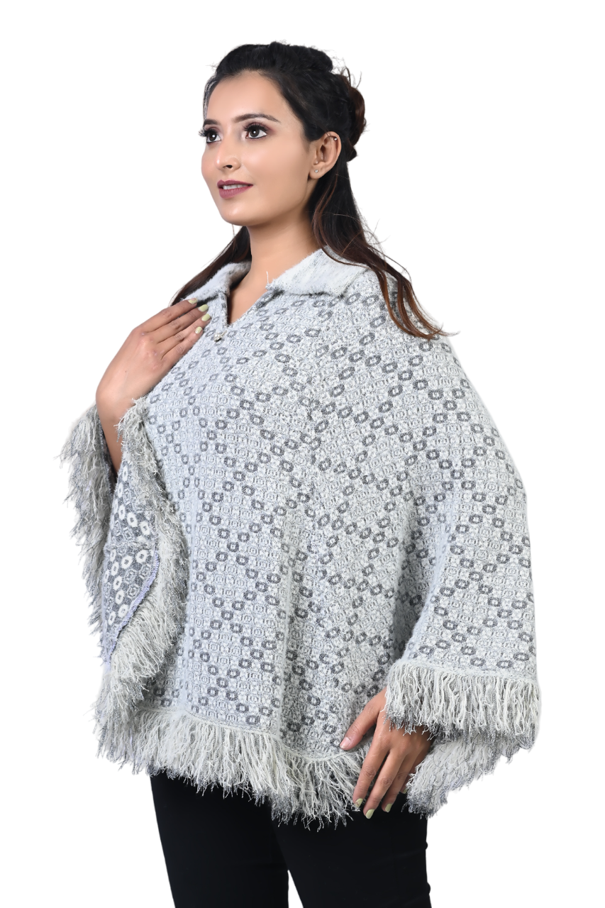 6470 Grey Ponchu Stylish Winter Wear TWENTY ME