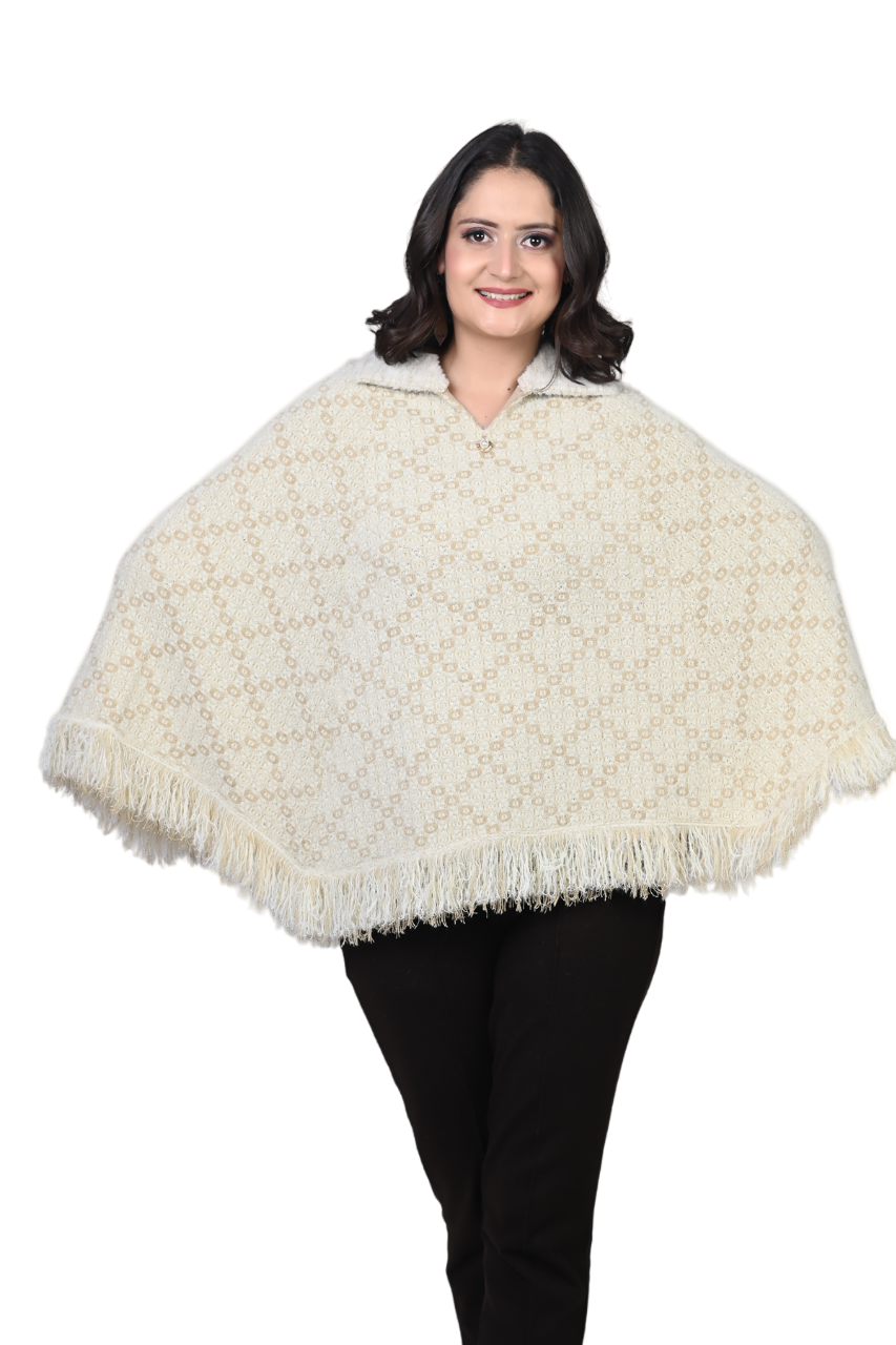 6470 Cream Ponchu Stylish Winter Wear TWENTY ME