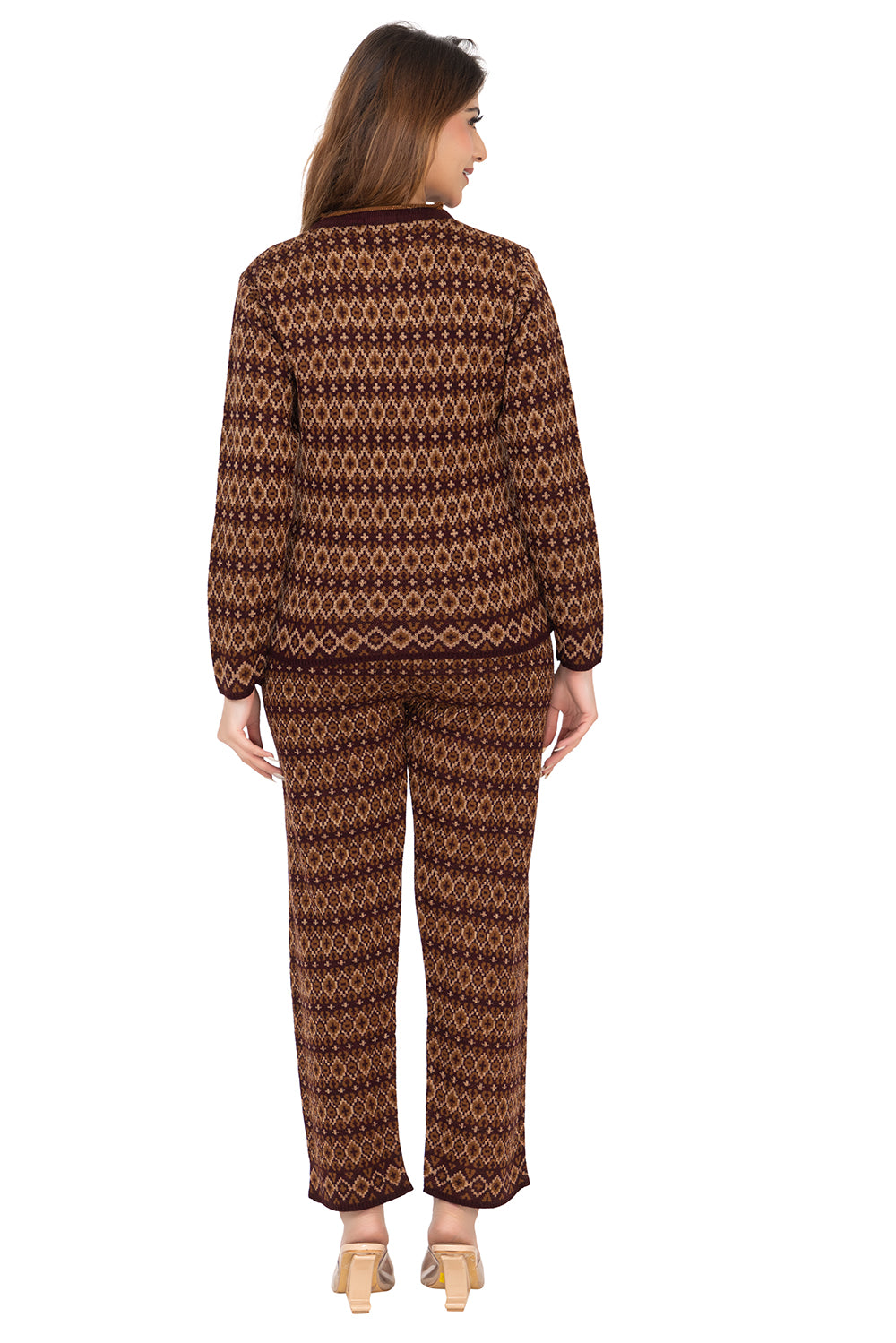 6672 D Brown Knitted Cord Set Winter Wear TWENTY ME