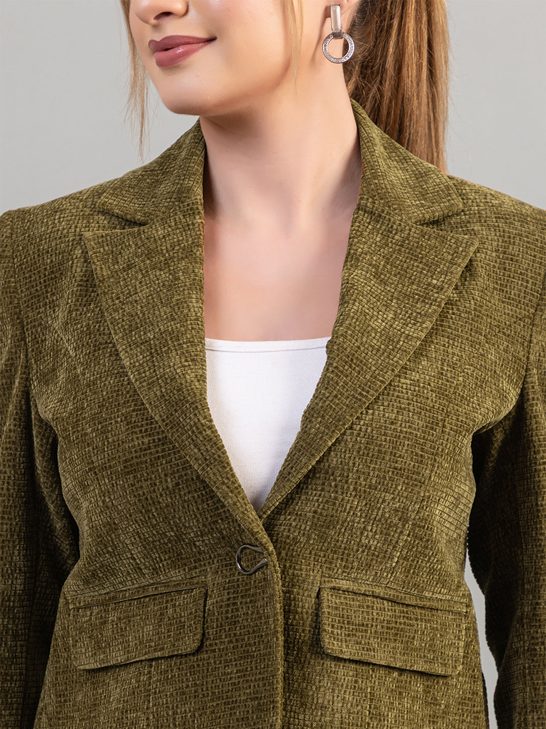 TWENTY ME Winter Wear Casual Wear Tweed Regular Fit with Front pockets Stylish Blazer for Women (4366)