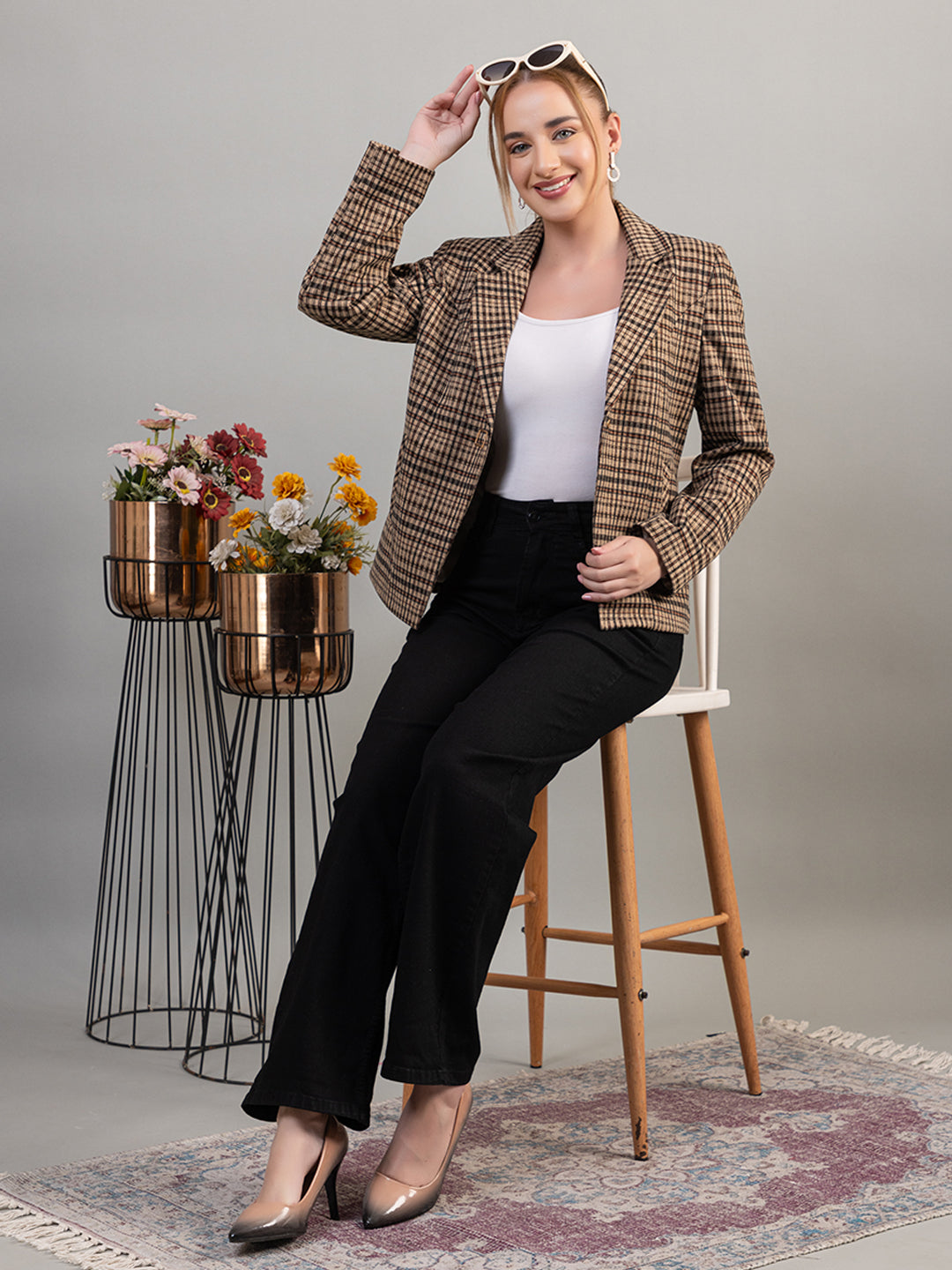 TWENTY ME Winter Wear Casual Wear Tweed Regular Fit with Side pockets Stylish Blazer for Women (4425)