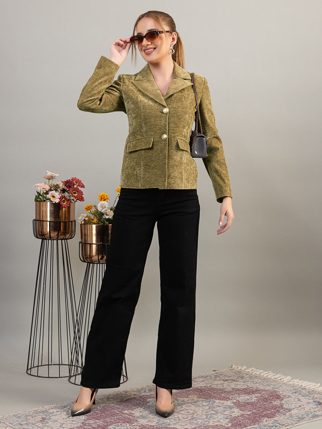 TWENTY ME Winter Wear Casual Wear Chenille Regular Fit with Front pockets Stylish Blazer for Women (4396)