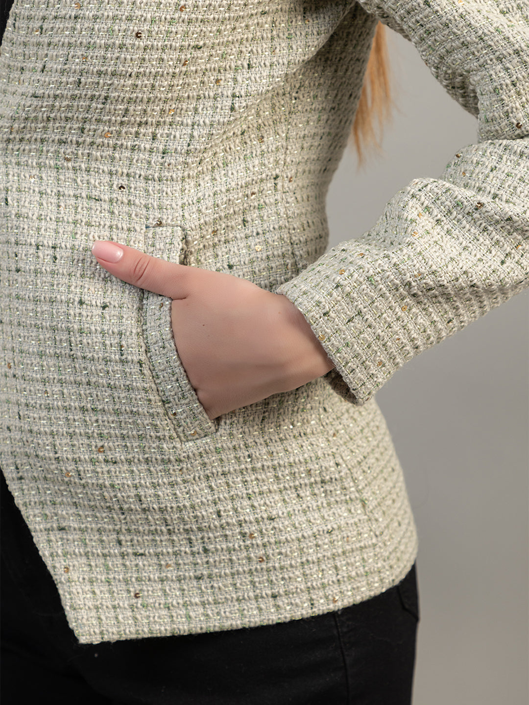 TWENTY ME Winter Wear Casual Wear Tweed Regular Fit with Side pockets Stylish Blazer for Women (4272)