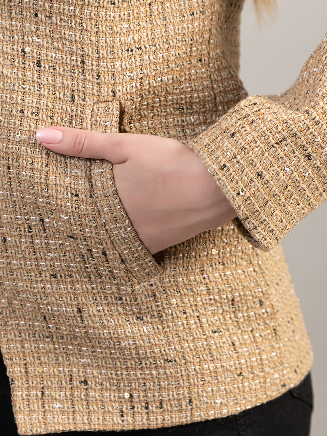 TWENTY ME Winter Wear Casual Wear Tweed Regular Fit with Side pockets Stylish Blazer for Women (4272)