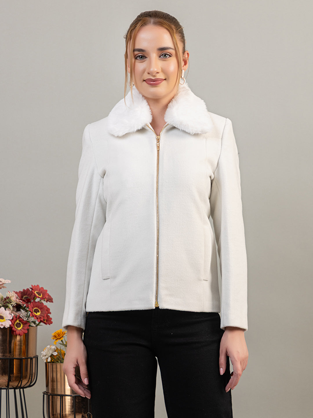TWENTY ME Winter Wear Casual Wear Nylon Fur Soft & Warm Full Sleeve Solid Womens Jacket (4305)