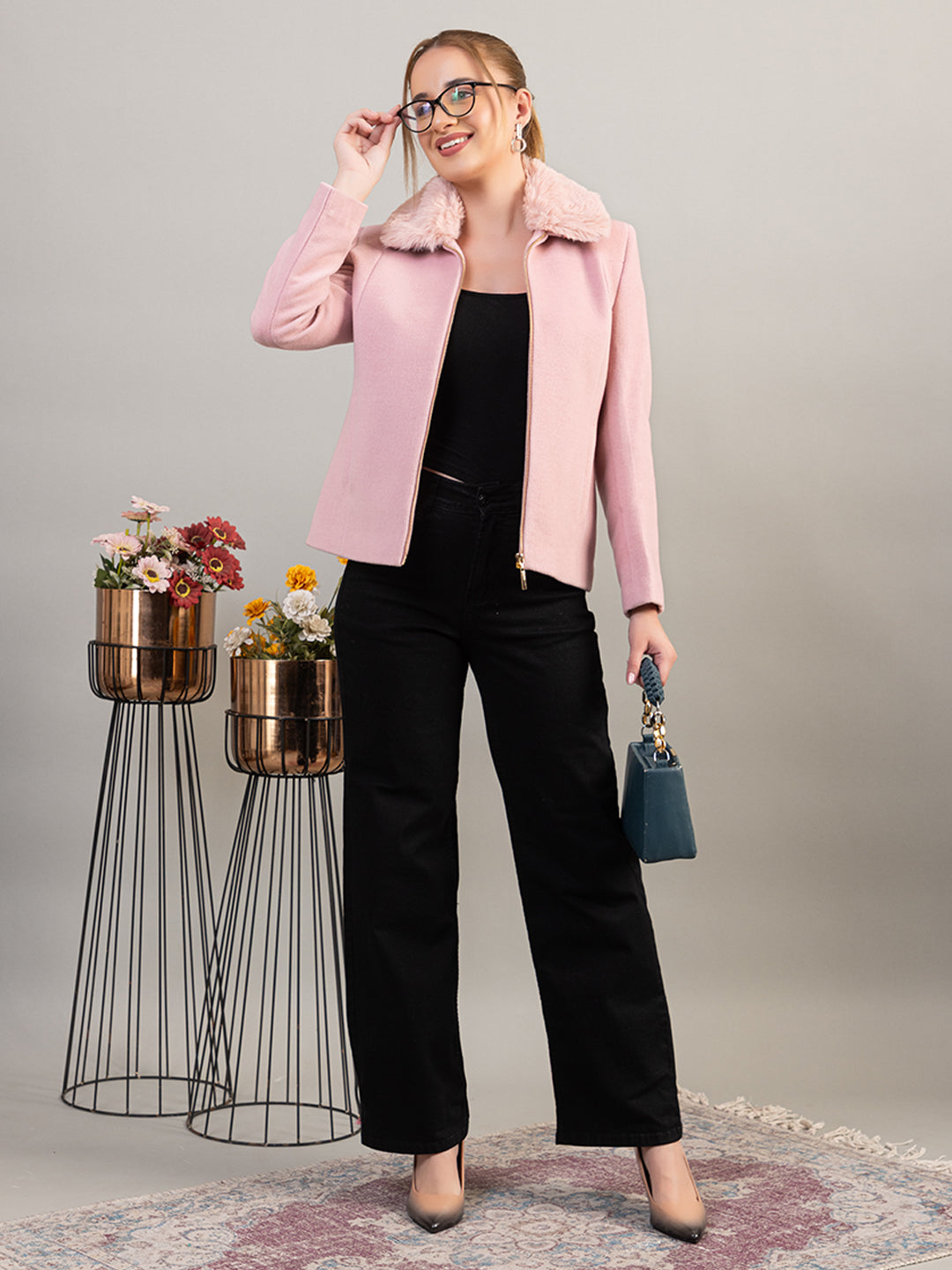 TWENTY ME Winter Wear Casual Wear Nylon Fur Soft & Warm Full Sleeve Solid Womens Jacket (4305)