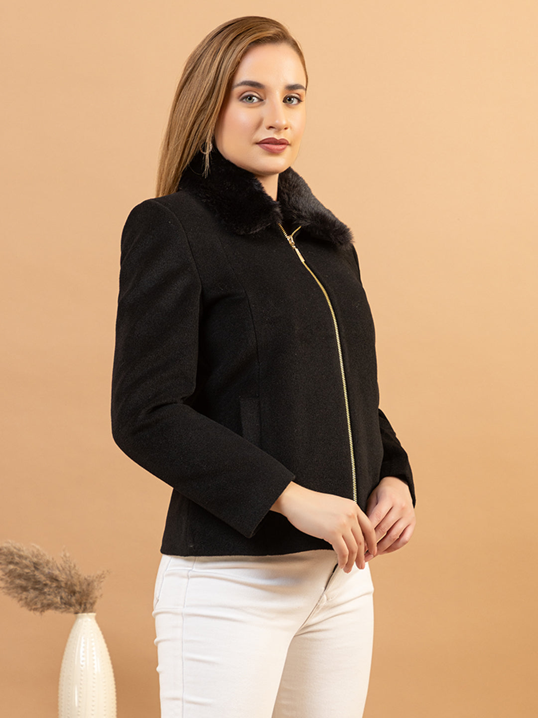 TWENTY ME Winter Wear Casual Wear Nylon Fur Soft & Warm Full Sleeve Solid Womens Jacket (4305)