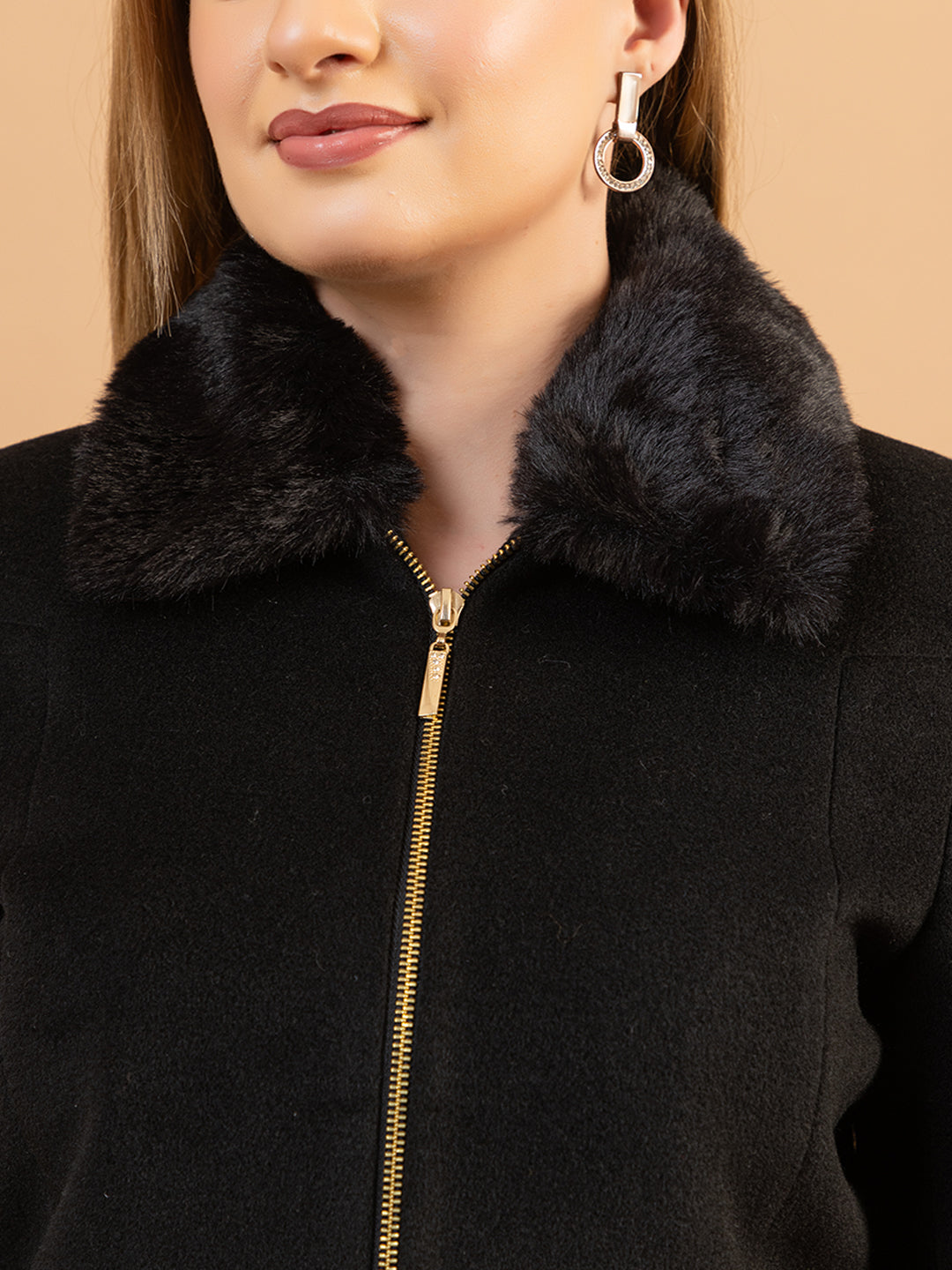 TWENTY ME Winter Wear Casual Wear Nylon Fur Soft & Warm Full Sleeve Solid Womens Jacket (4305)
