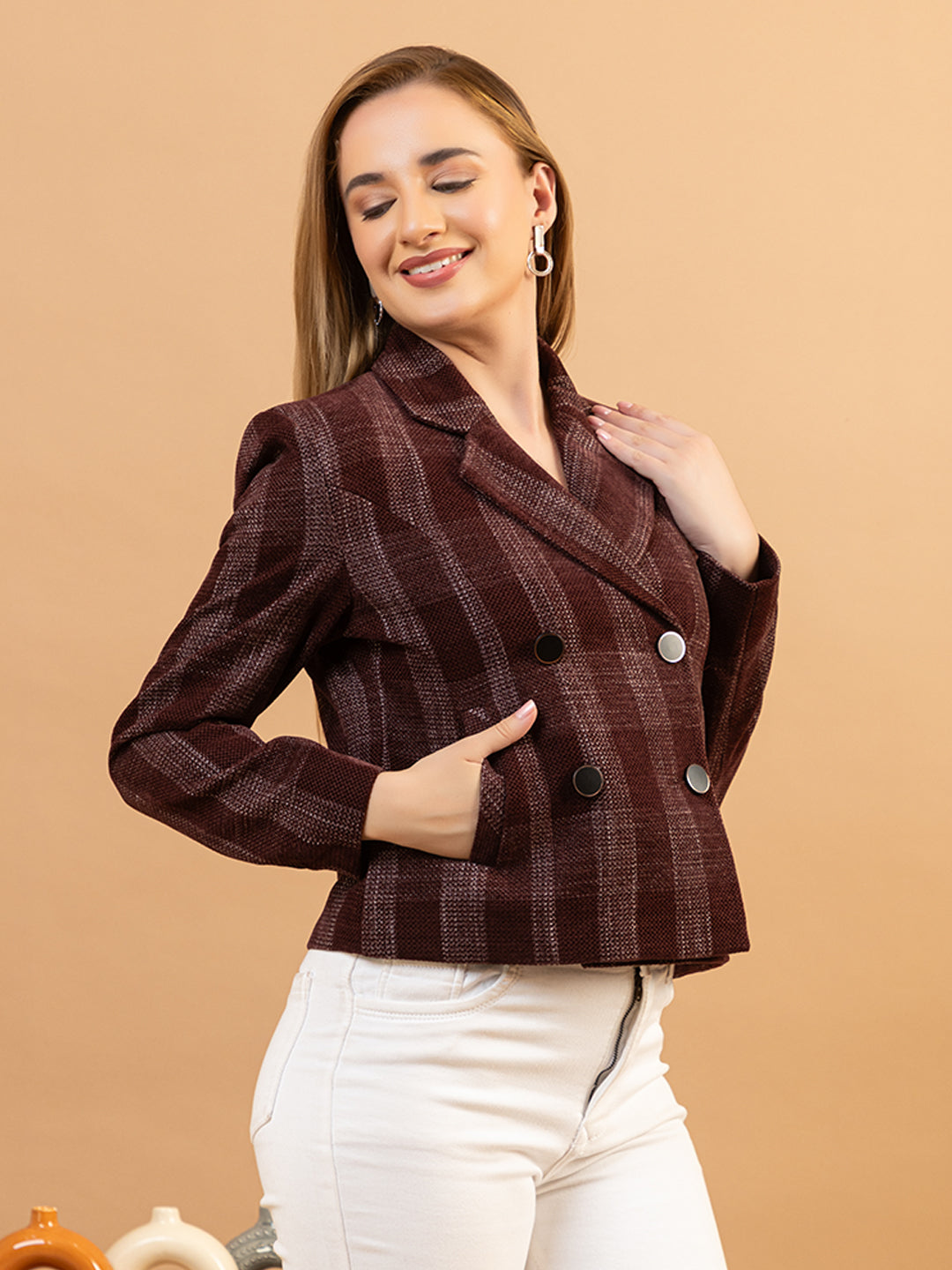 TWENTY ME Winter Wear Casual Wear Chenille Regular Fit with Side pockets Stylish Blazer for Women (4370)