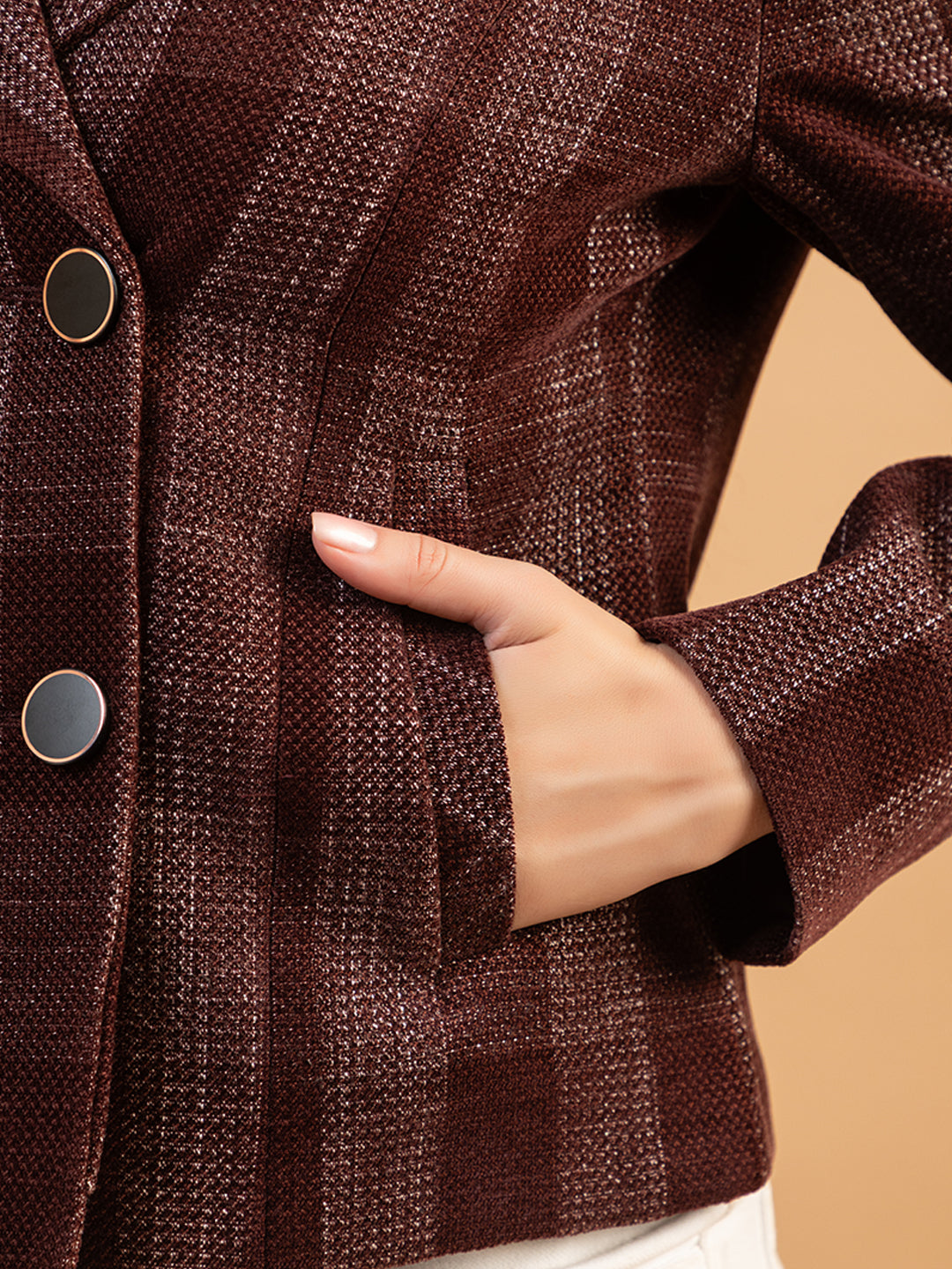 TWENTY ME Winter Wear Casual Wear Chenille Regular Fit with Side pockets Stylish Blazer for Women (4370)