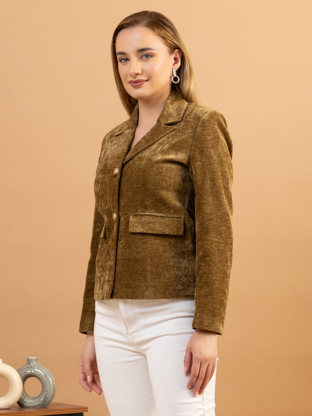 TWENTY ME Winter Wear Casual Wear Chenille Regular Fit with Front pockets Stylish Blazer for Women (4396)