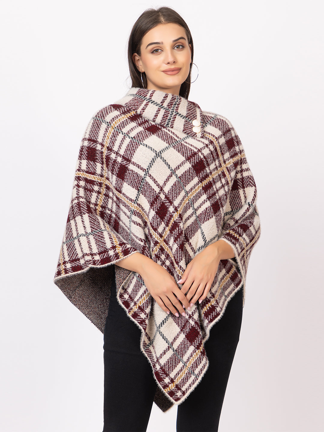 7052 Mehroon Twenty Me Winter Casual Wear Women's poncho