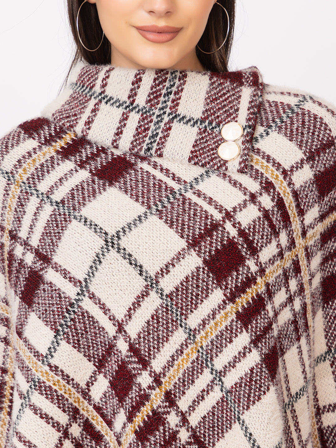 7052 Mehroon Twenty Me Winter Casual Wear Women's poncho