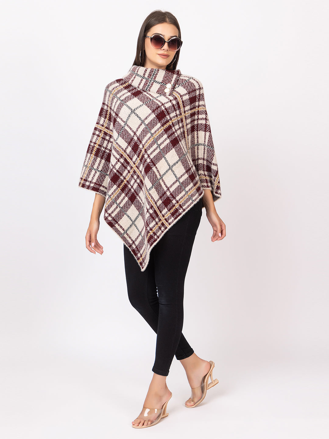 7052 Mehroon Twenty Me Winter Casual Wear Women's poncho