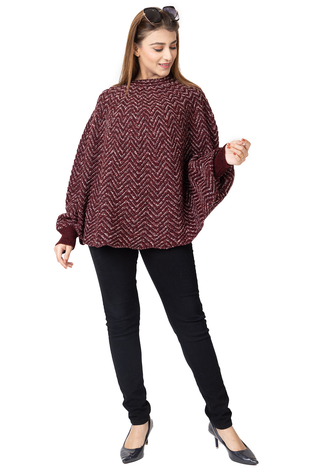 7077 Maroon Ponchu Winter Wear TWENTY ME