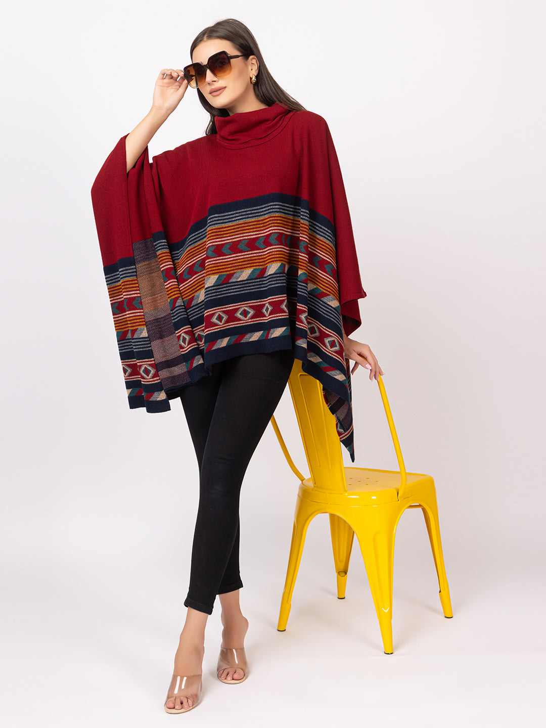 7111 Mehroon Twenty Me Winter Casual Wear Women's poncho
