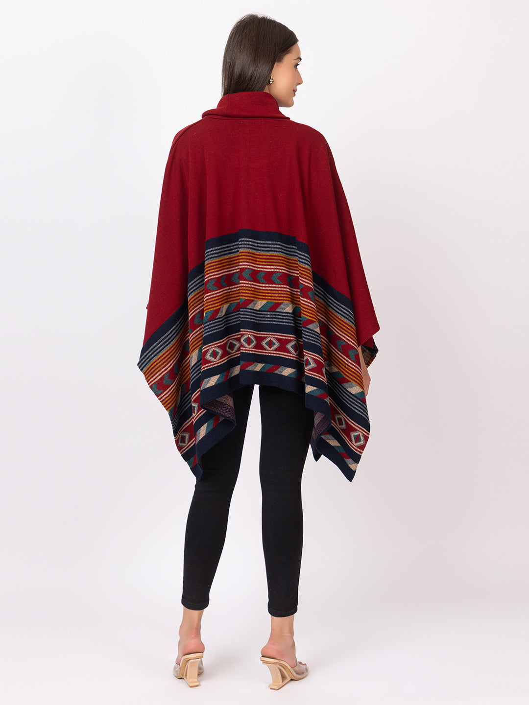 7111 Mehroon Twenty Me Winter Casual Wear Women's poncho