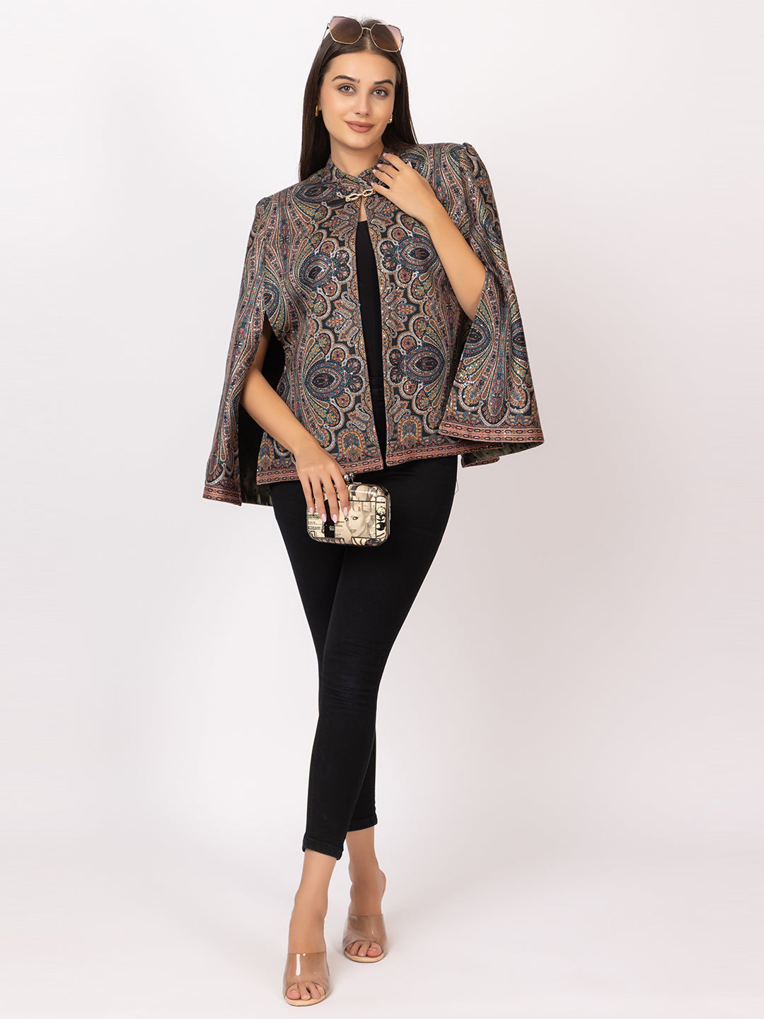 7142 Brown Twenty Me Winter Casual Wear Women's poncho
