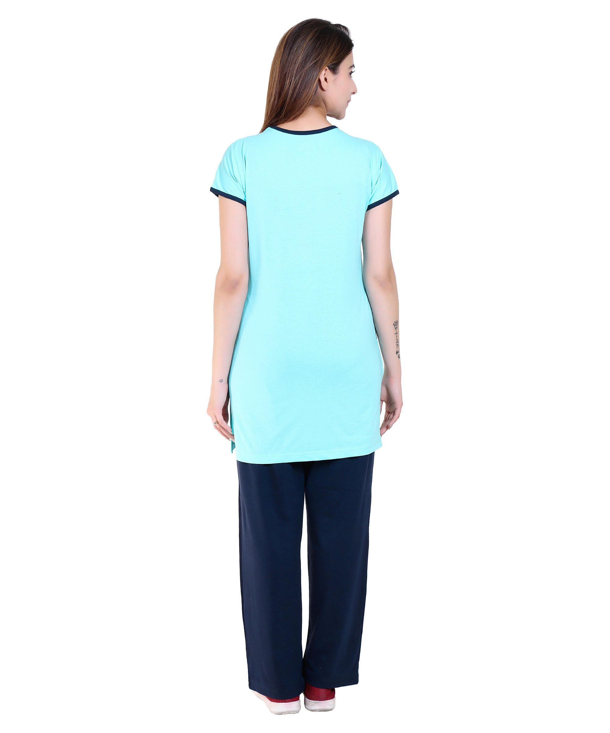 DG-504 Firozi Round Neck Night Suit Summer Wear TWENTY ME