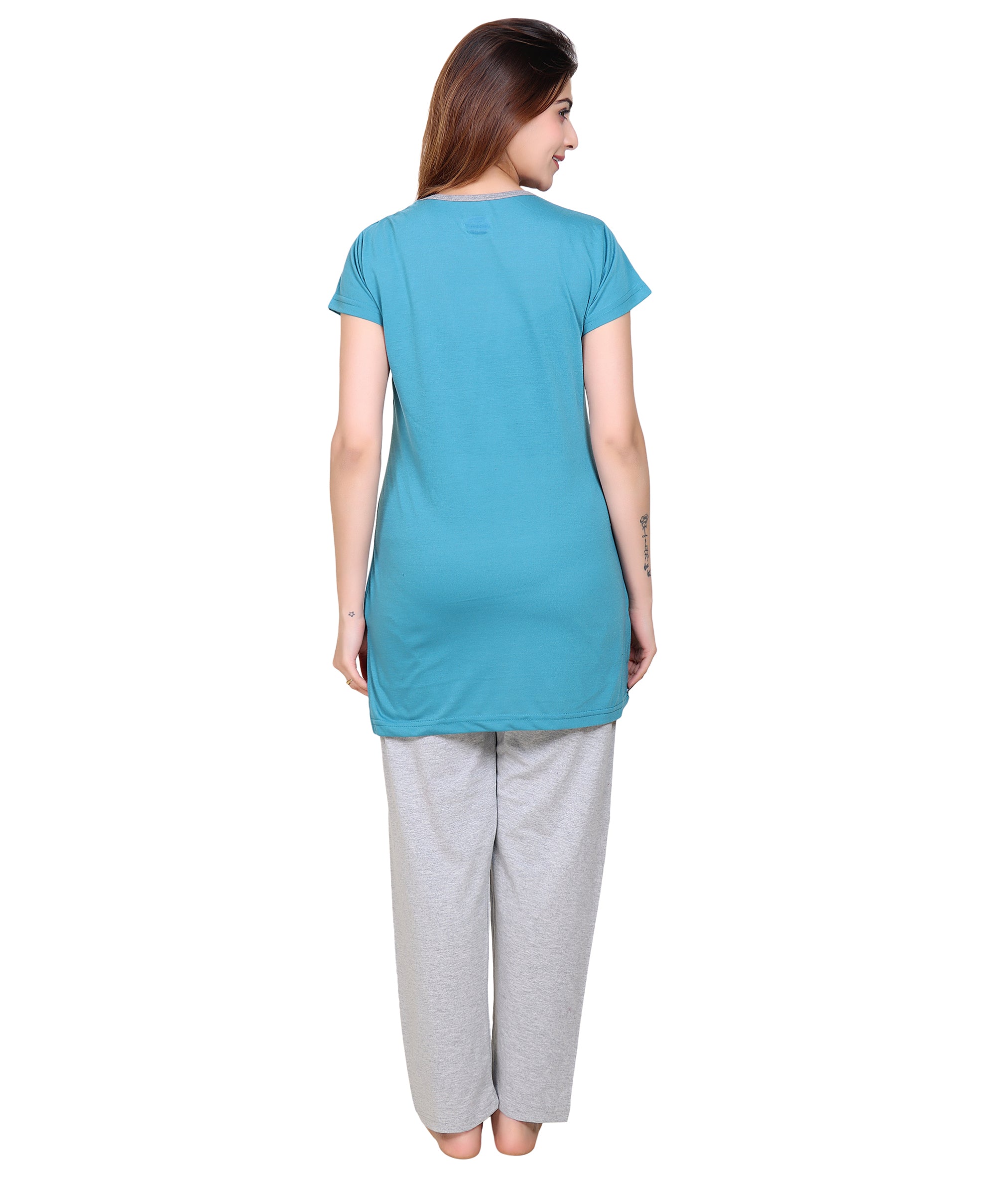 VR-501 Sea Green Round Neck Night Suit Summer Wear TWENTY ME