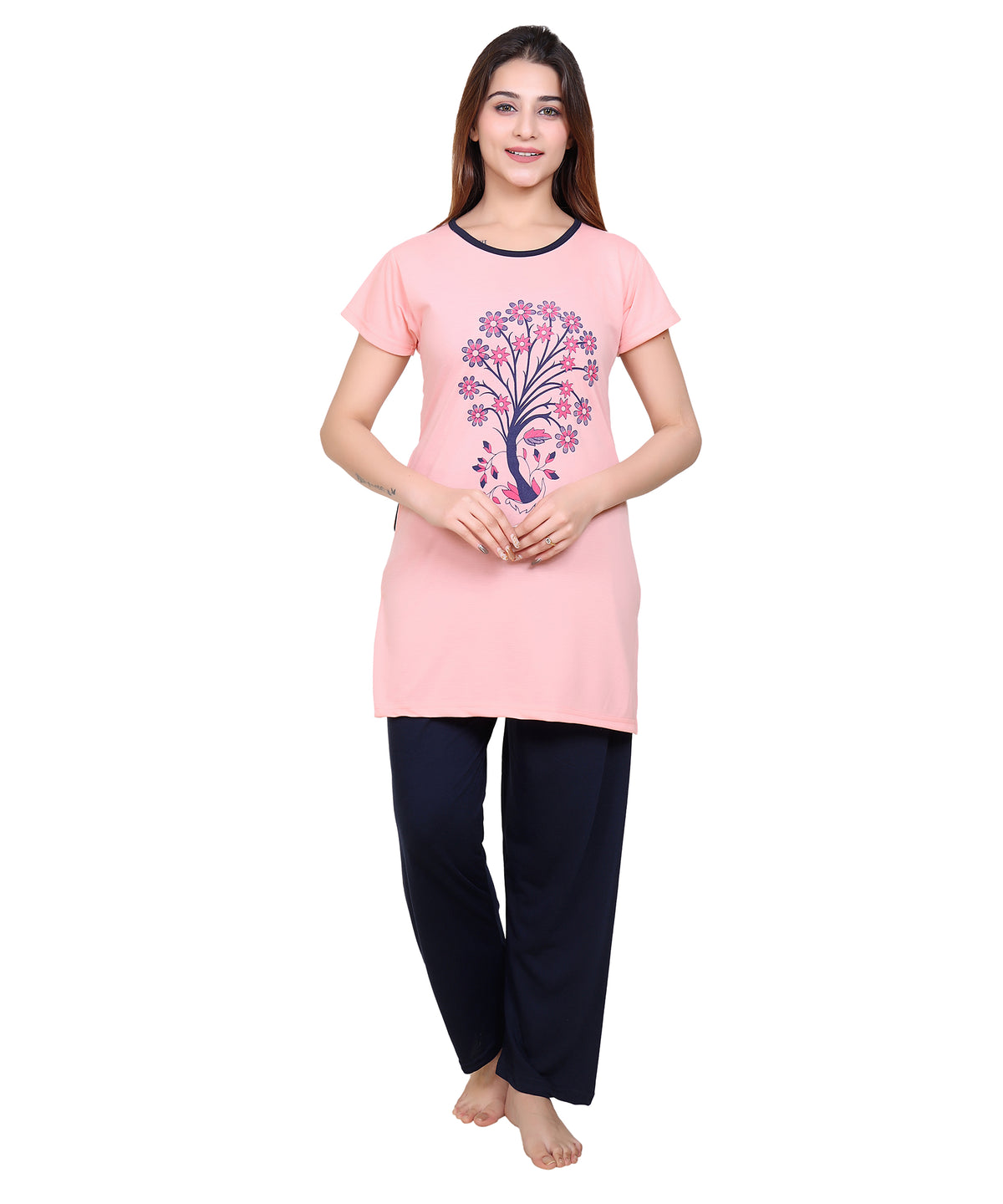 VR-502 L.Pink Round Neck Night Suit Summer Wear TWENTY ME